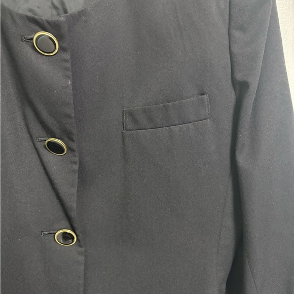 Sheridan Square Vintage Button Up Blazer W/ Shoulder Pads Black Womens Size 14 - Picture 2 of 7